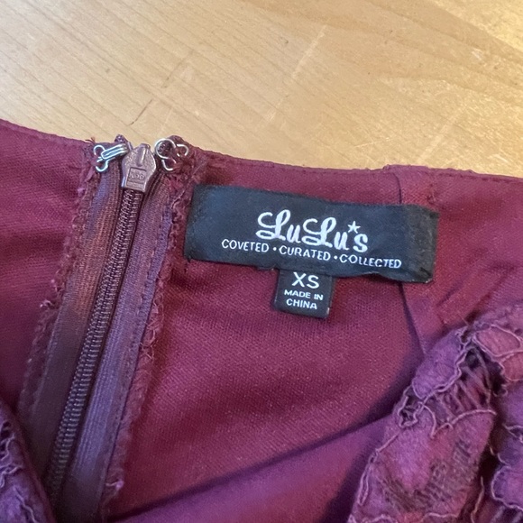 Lulu’s Turn Back Time Burgundy Lace 2-Piece Set Size XS - Picture 9 of 16